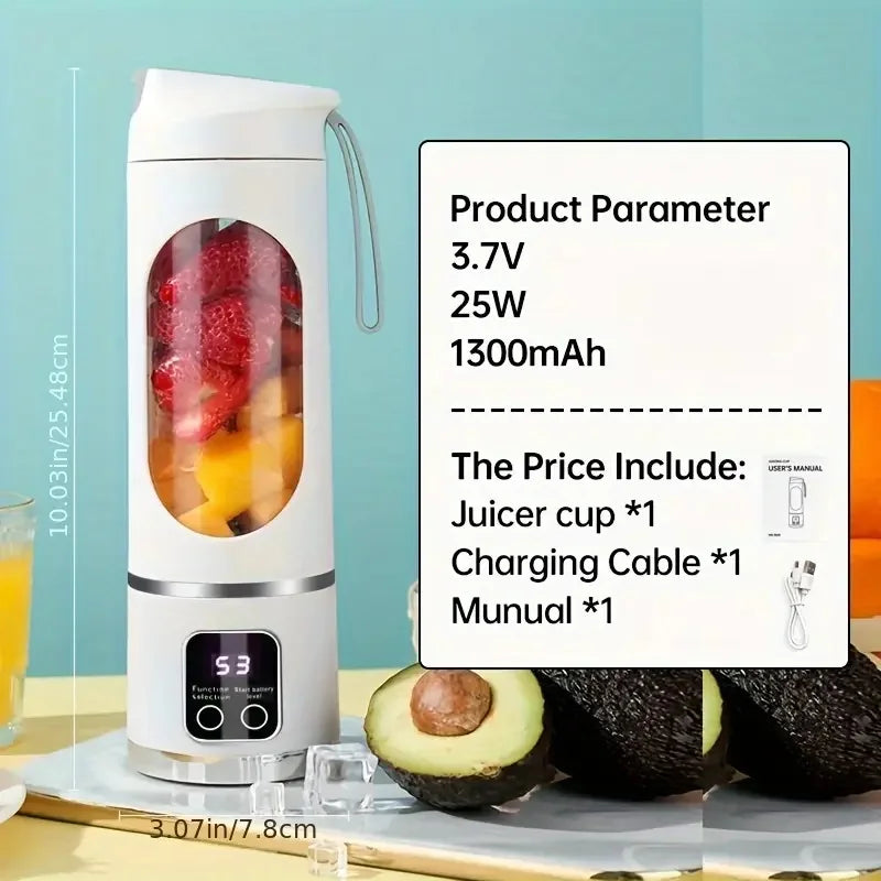 Handheld juicer, portable blender, USB charging juice maker, suitable for making smoothies, milkshakes, and fruit juices