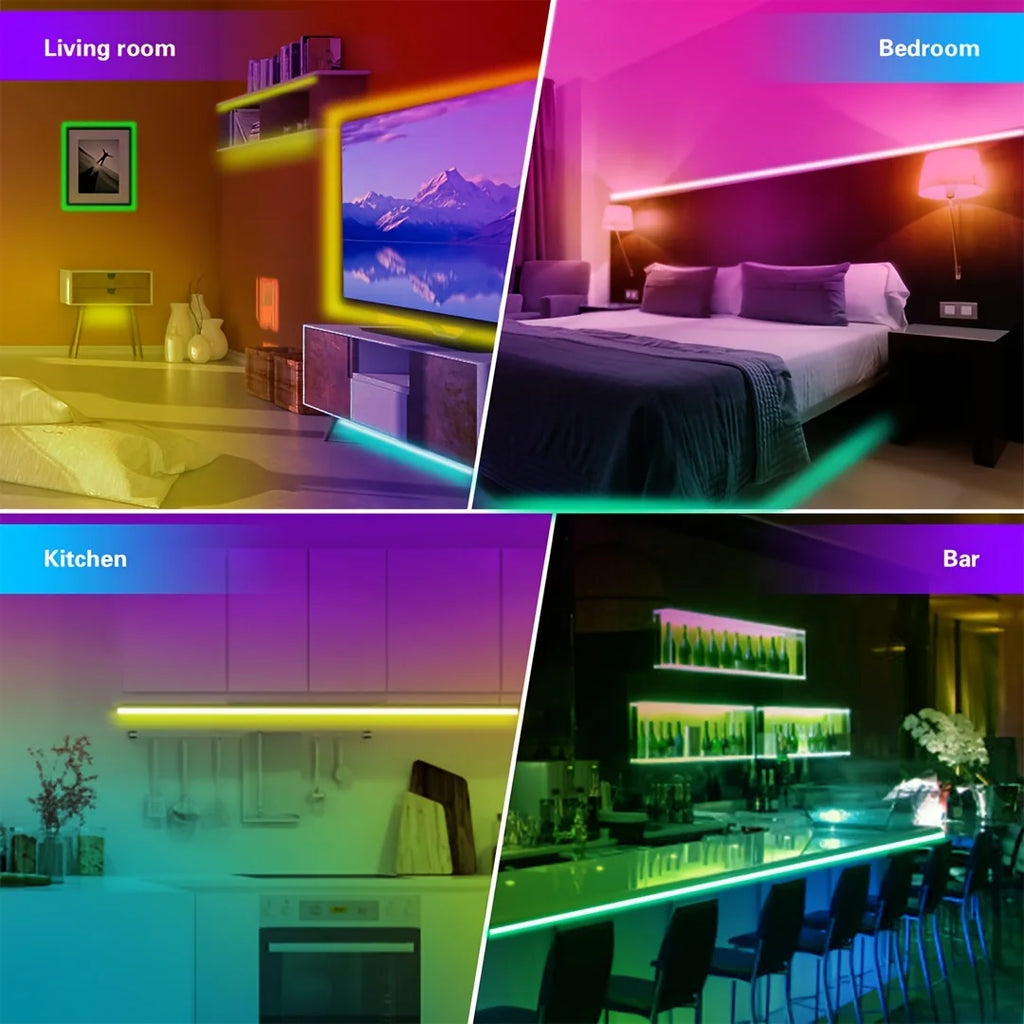 5-40M Smart RGB LED Strip Lights with Music Sync App & Remote Control - 16 Million Colors DC24V Durable LED Lights for Room Deco