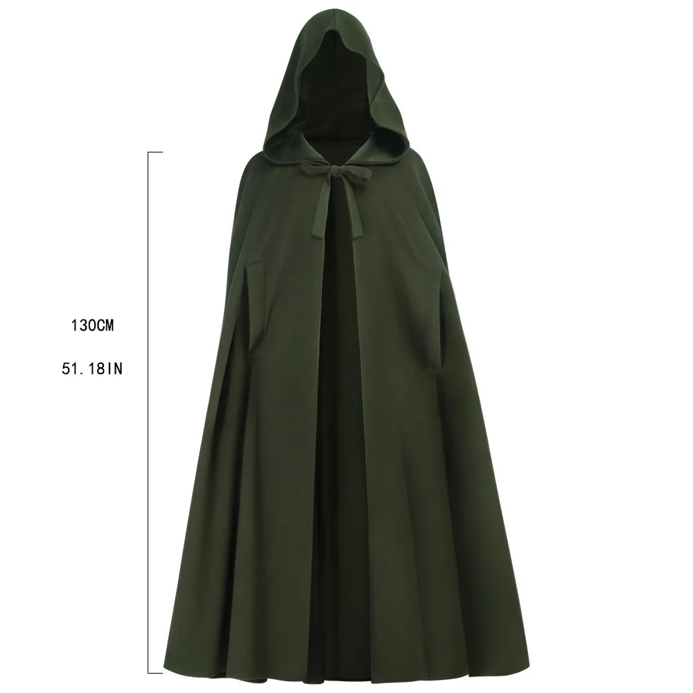 Medieval Hooded Woollen Cloak — Elf Halloween Renaissance Party Cape