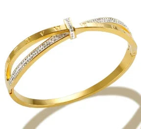 Stainless Steel Crystal Bracelet Bangle — Elegant 3-Crystal Women's Jewellery