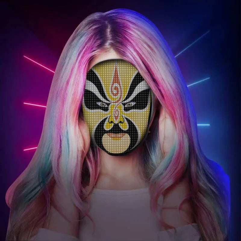 Smart LED Face Masks Programmable Bluetooth APP Control Change Face DIY Photoes for Party Display LED Light Mask for Halloween