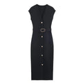 Women's clothing  fashion with belt elastic Midi dress