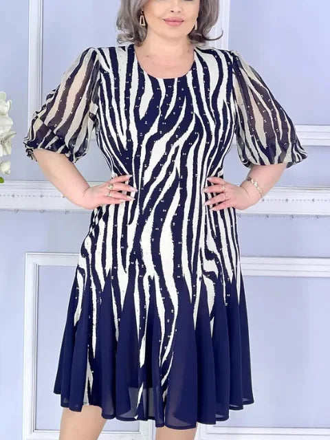 Casual Dress Dresses 2025 Woman Simple Style Vestido Women's Clothing All-match Temperament Elegant Loose Quarter Sleeve Printed