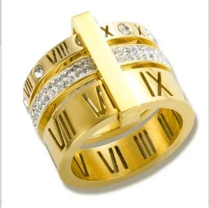 Women's Crystal Zircon Granular Ring — Waterproof Stainless Steel Fine Jewellery