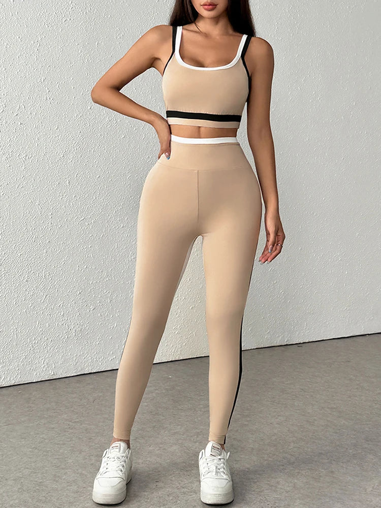 Women's Pants & Camis Sports Clothing Summer Streetwear Fashion New Striped 2 Piece Casual Slim Elegant Female Knitted Clothing