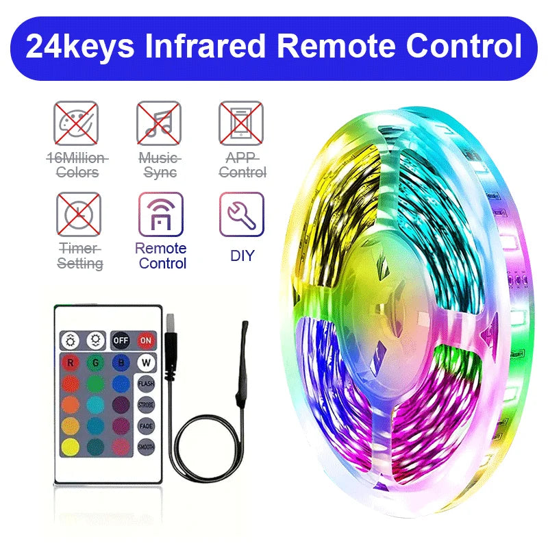 LED Lights RGB Strip Smart Music Sync Color Changing Strip Lights Remote App Control LED Light for TV BackLight Room Home Party