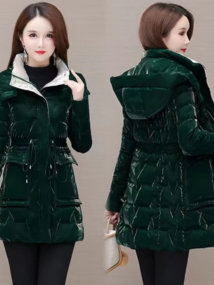 Women's Hooded Down Cotton Parka Coat — Thickened Warm Winter Overcoat