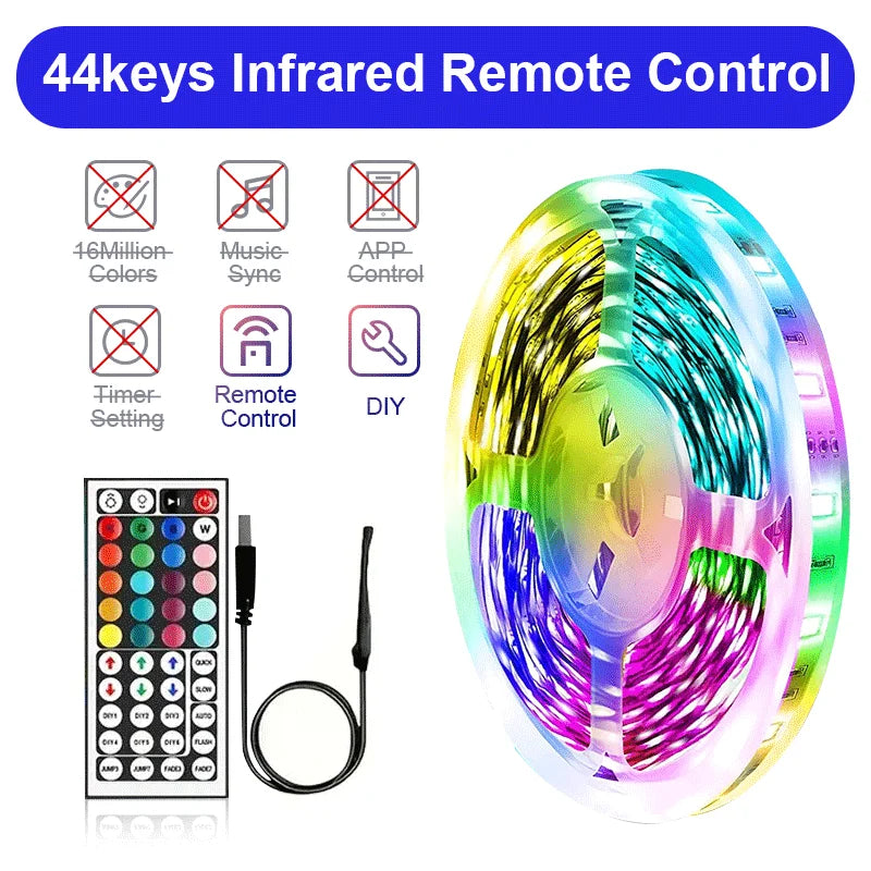LED Lights RGB Strip Smart Music Sync Color Changing Strip Lights Remote App Control LED Light for TV BackLight Room Home Party