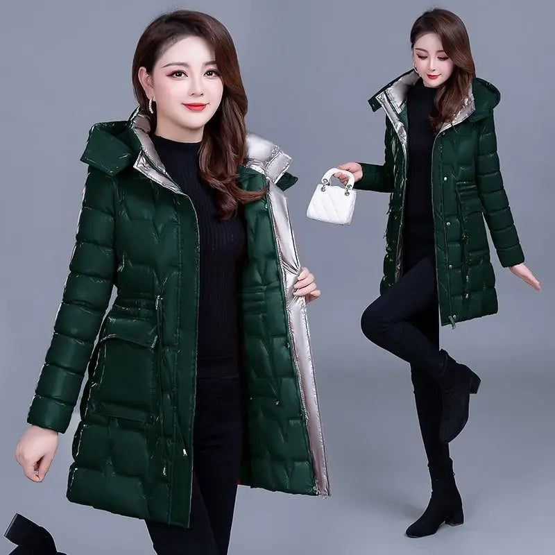 Women's Hooded Down Cotton Parka Coat — Thickened Warm Winter Overcoat