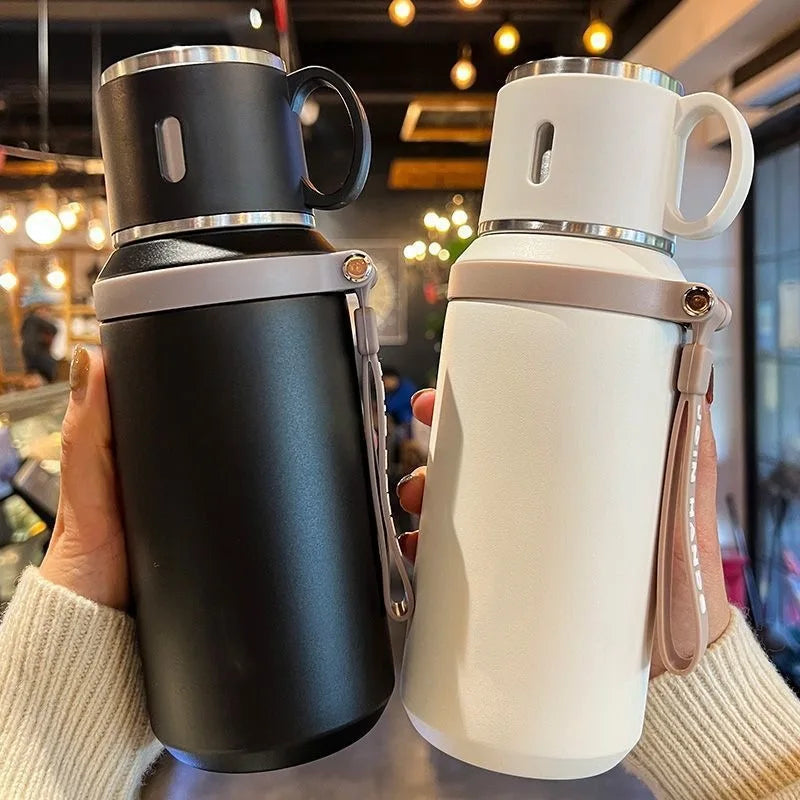 Portable Handheld Insulated Water Bottle 24H Thermal Retention Stainless Steel Leakproof Vacuum Thermos Bottle