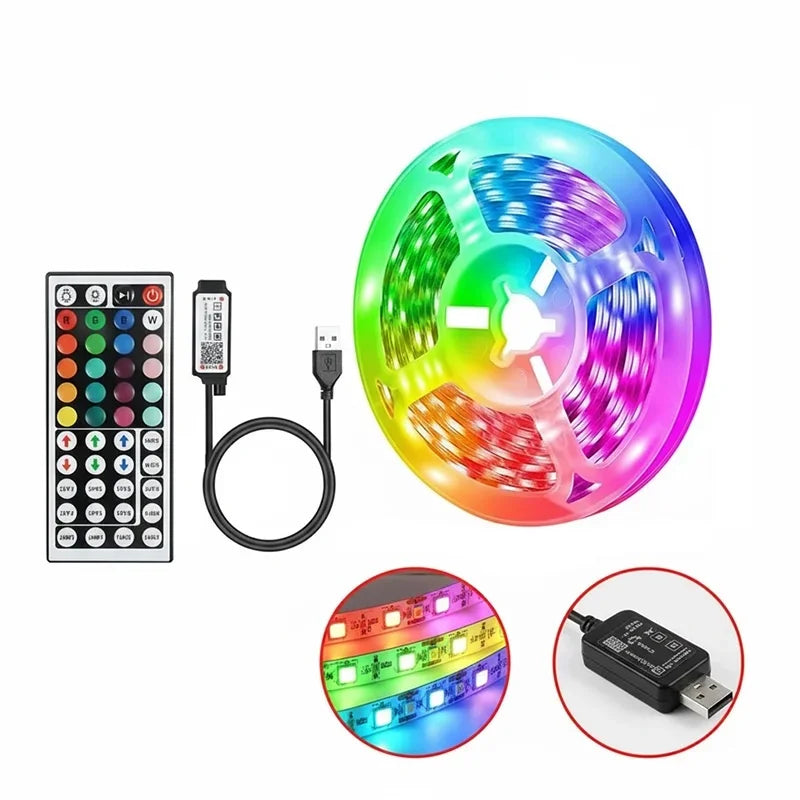 Smart LED Strip Lights 1m-20m Music Sync RGB 5V with App & Remote Control for Christmas Party Room Decoration Lighting
