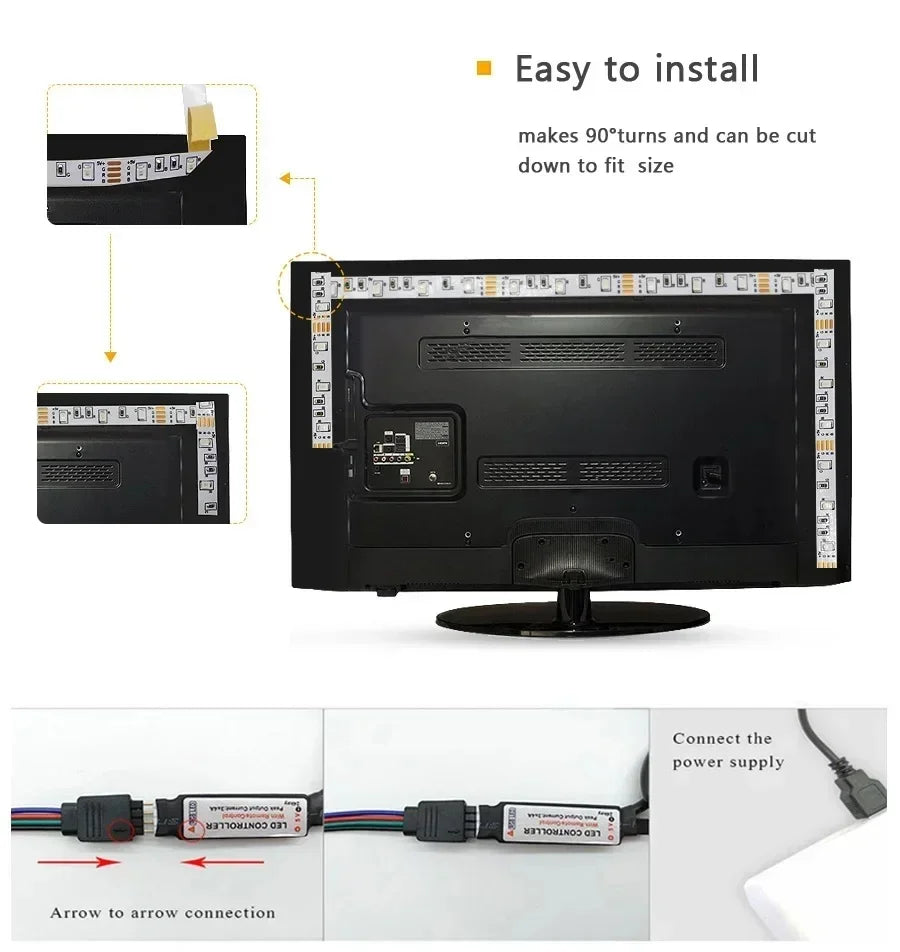 Smart LED Strip Lights 1m-20m Music Sync RGB 5V with App & Remote Control for Christmas Party Room Decoration Lighting