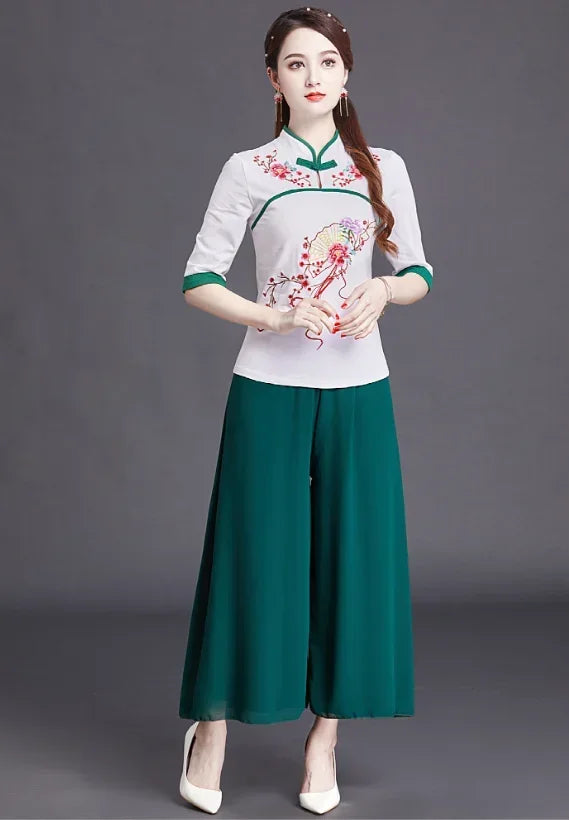 Women Clothes Shirts for Women T-shirts Y2k Tops Vintage Women Clothing Fashion Casual Elegant Summer Embroidery Ethnic Style