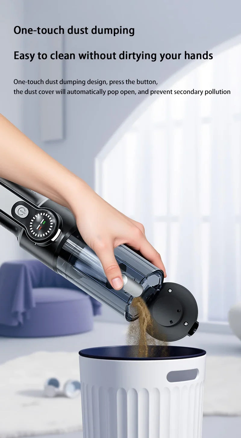 Cordless Car Vacuum Cleaner Handheld, High Power Wet Dry Portable Vacuum Blower with One-Key Dust Emptying for Car Home Cleaning