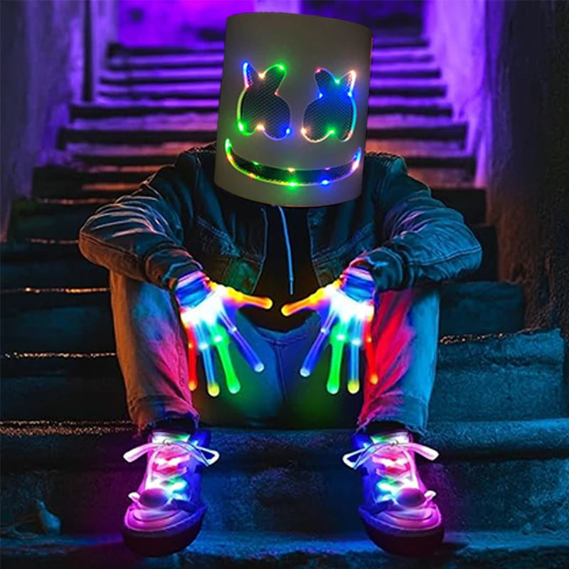 LED DJ Mask Headgear Lifelike Marshmello Mask Breathable Helmet Mask Carnival Festival Halloween Party Props Cosplay.Costume