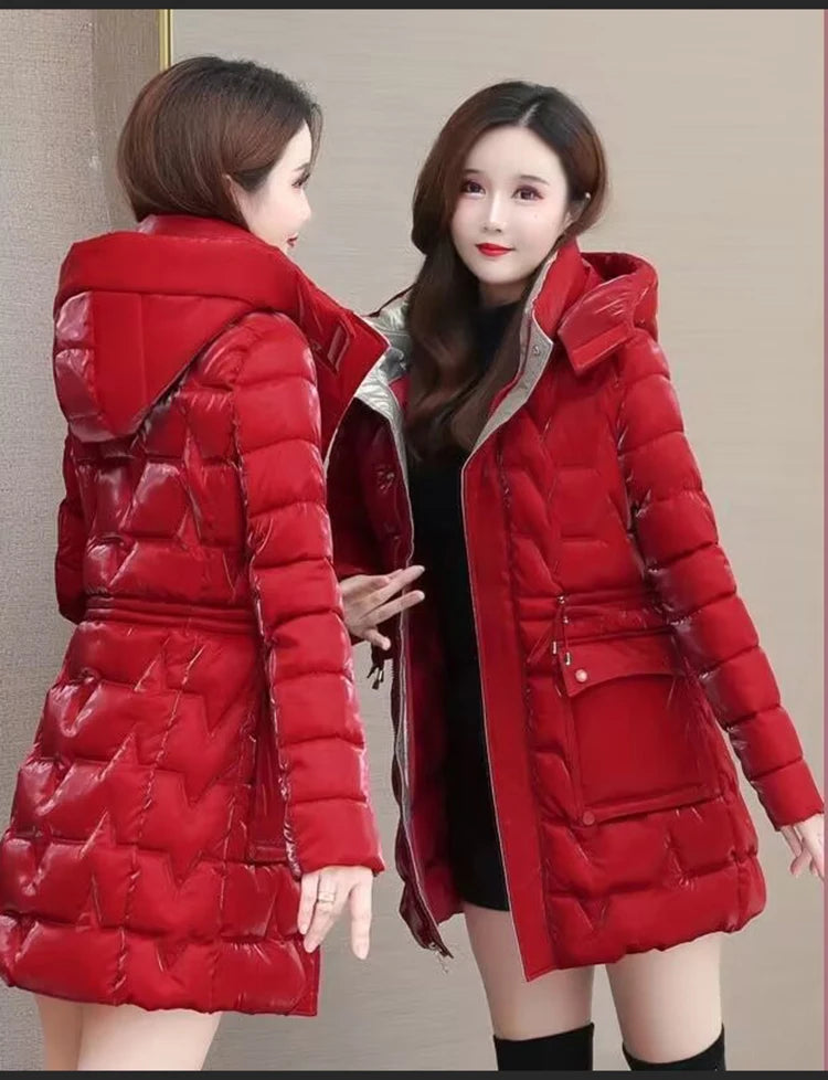Women's Hooded Down Cotton Parka Coat — Thickened Warm Winter Overcoat