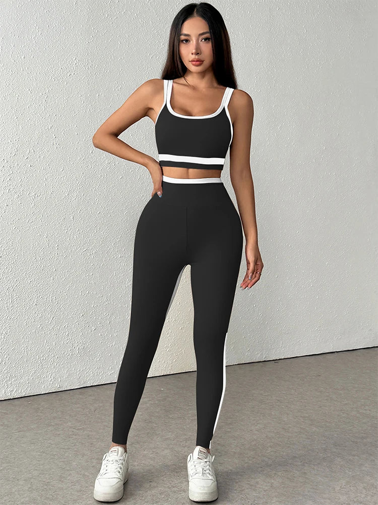 Women's Pants & Camis Sports Clothing Summer Streetwear Fashion New Striped 2 Piece Casual Slim Elegant Female Knitted Clothing