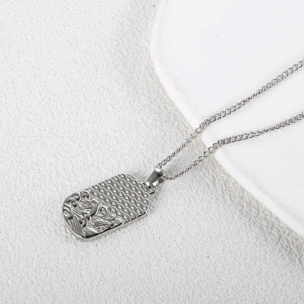 Women's Square Pendant Necklace — Delicate Stainless Steel Chain