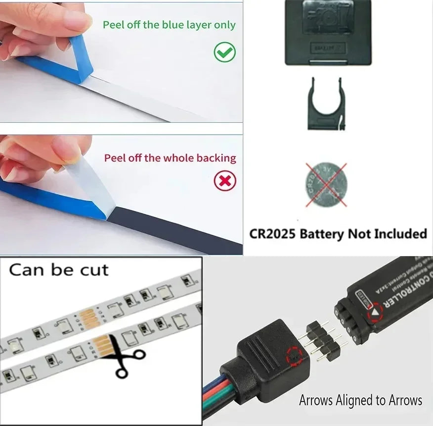 Smart LED Strip Lights 1m-20m Music Sync RGB 5V with App & Remote Control for Christmas Party Room Decoration Lighting