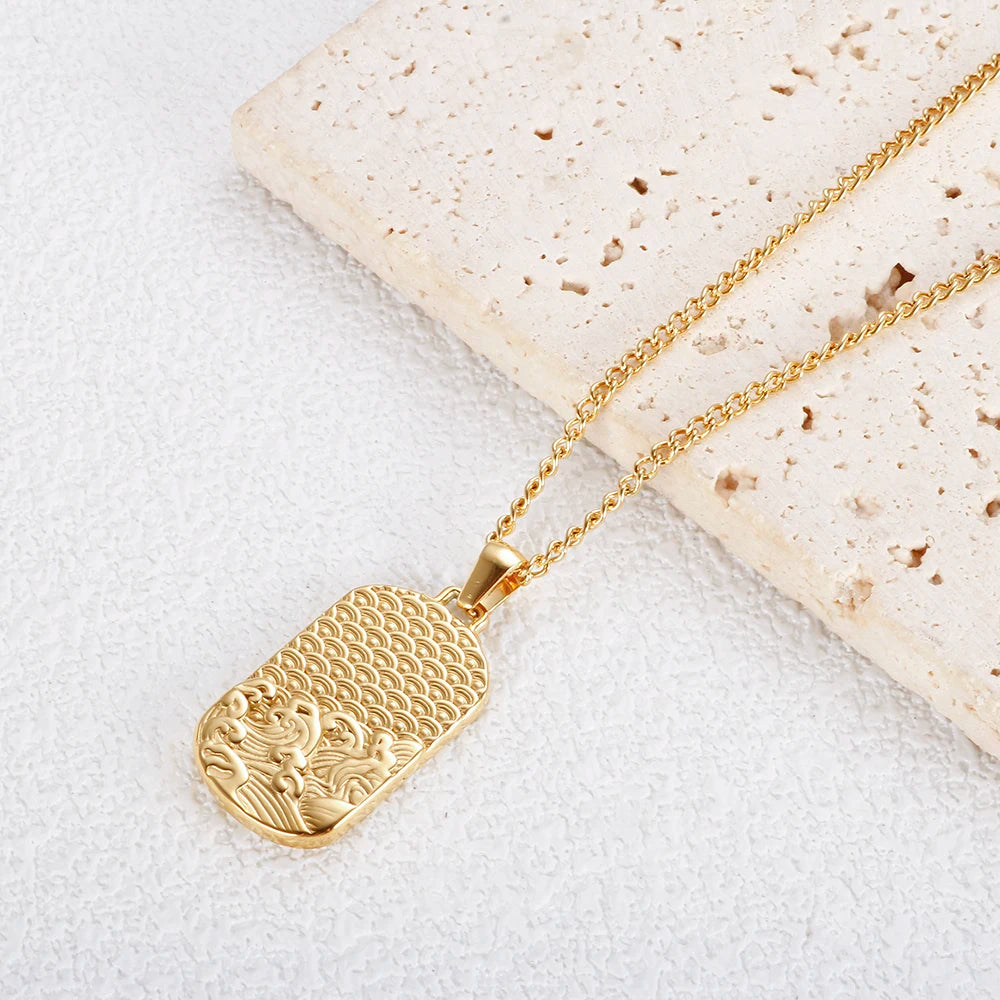 Women's Square Pendant Necklace — Delicate Stainless Steel Chain