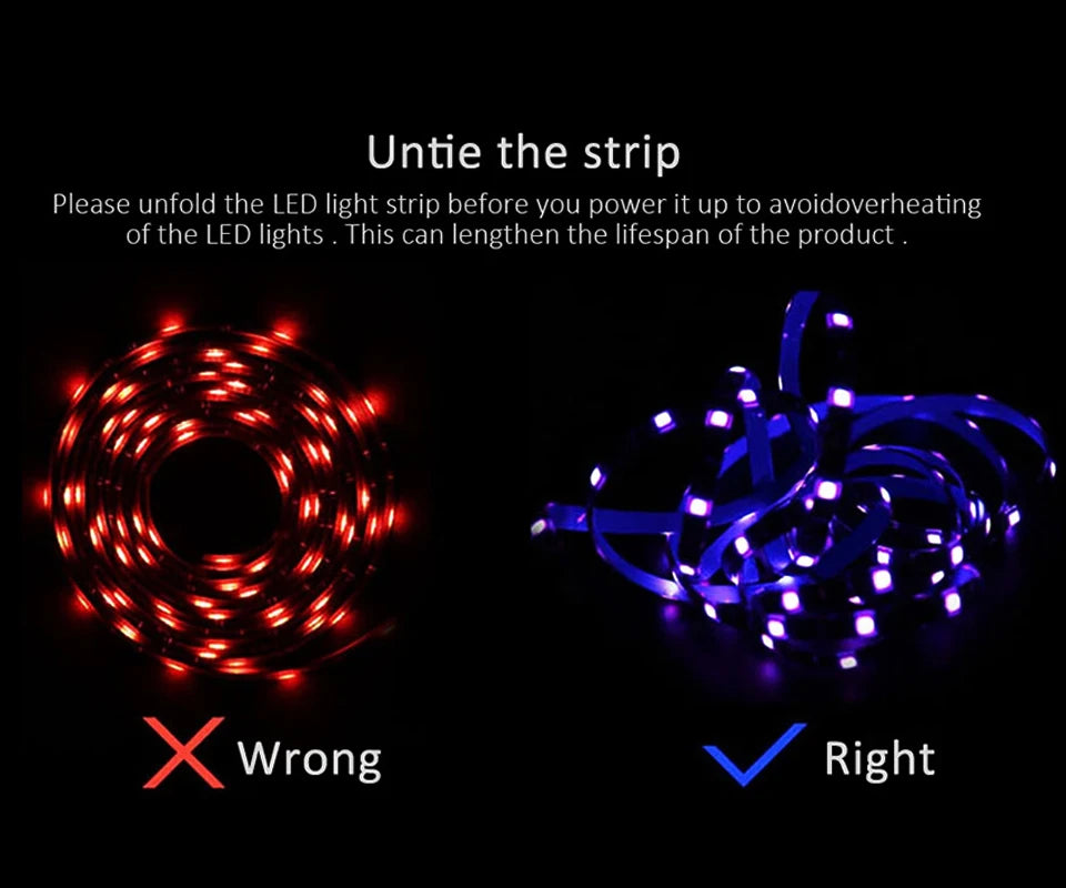 Smart Led Lights Strip TV Smart Bedroom Lighting Bluetooth Usb Led Strip Rgb 5V Adhesive Led Tape 5050 Wall Room Decoration