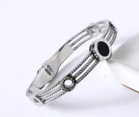 Stainless Steel Crystal Bracelet Bangle — Elegant 3-Crystal Women's Jewellery