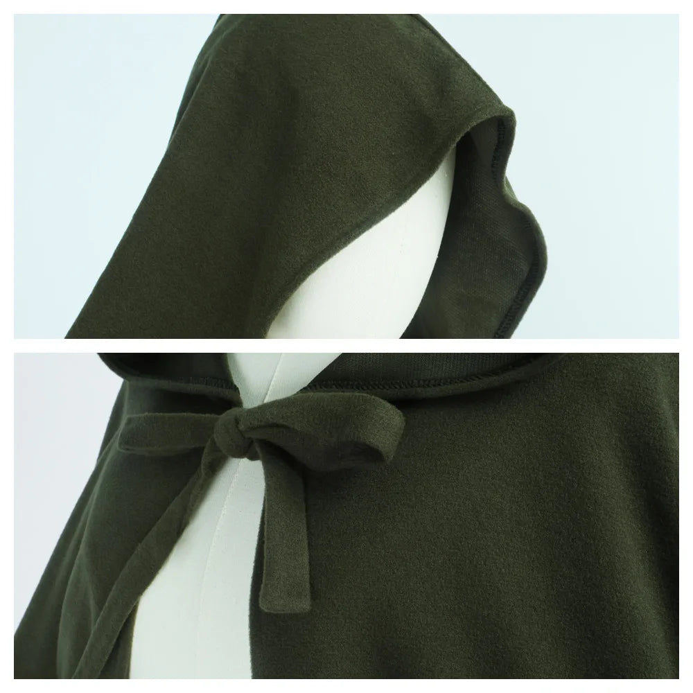 Medieval Hooded Woollen Cloak — Elf Halloween Renaissance Party Cape