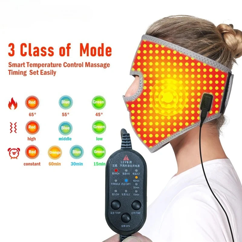 Electric Heating Massage Red Light Therapy Face Mask Massage for Facial Nerve Paralysis Rehabilitation Improve Blood Circulation