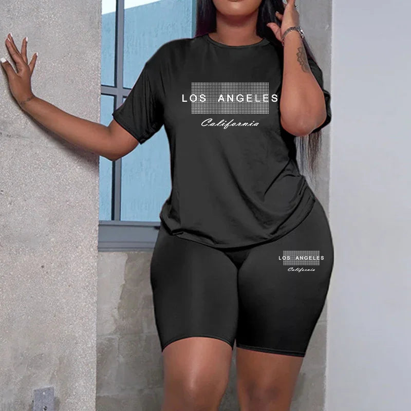 Casual Woman Clothing  Summer Two Piece Set for Women T-Shirts O-Neck Shorts Daily Short Sleeve Tracksuit  Matching