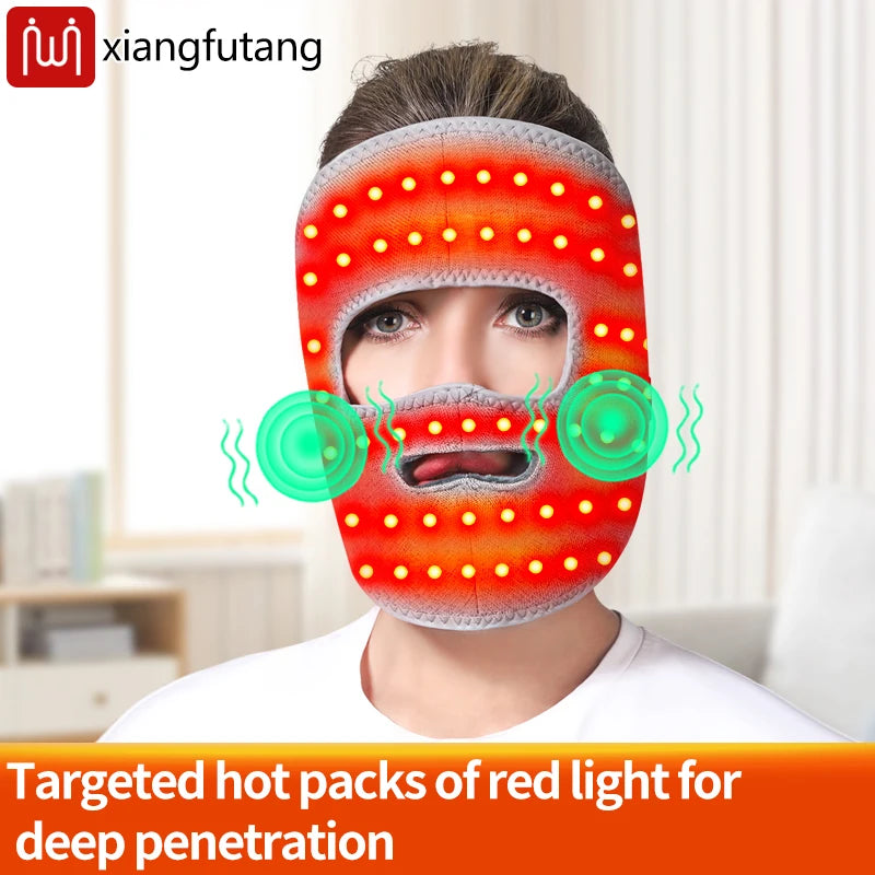 Electric Heated Facial Mask Red Light Therapy Facial Massager Relieves Facial Spasms Muscle Stiffness Jaw Ache Stress Relief