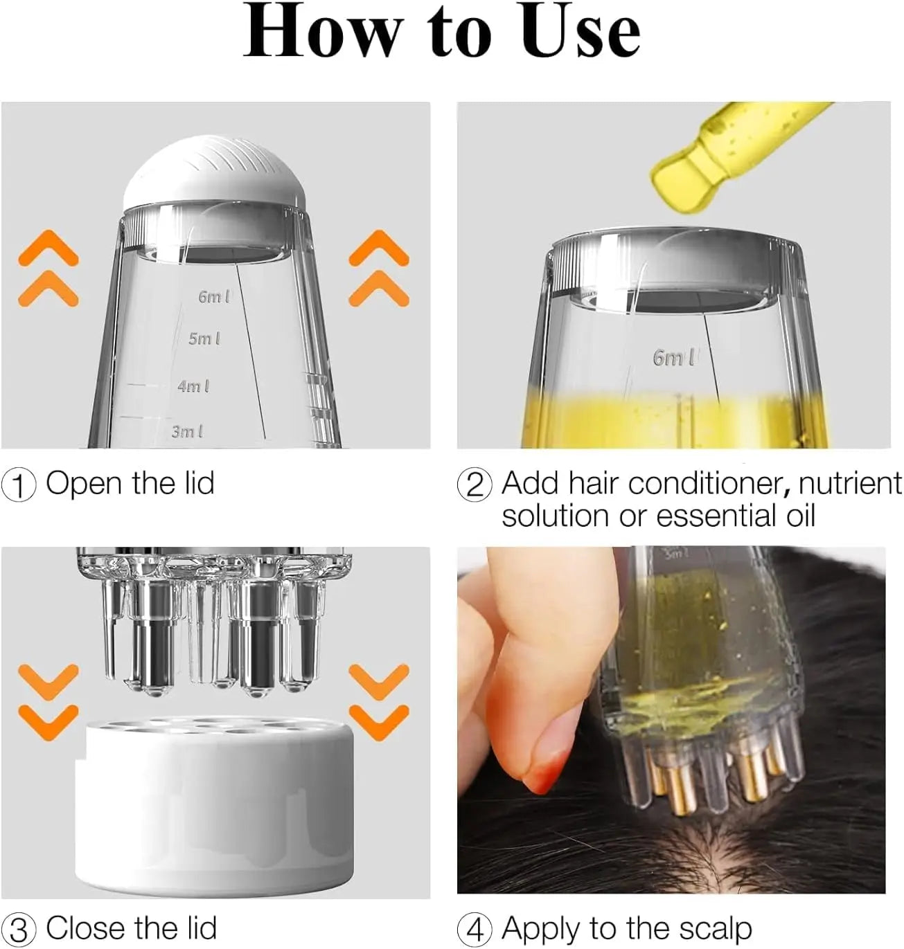 Mini Scalp Applicator Comb 1-3 Comb Head Massager Roller Ball Brush for Hair Growth Essential Oil Liquid Medicine Massage