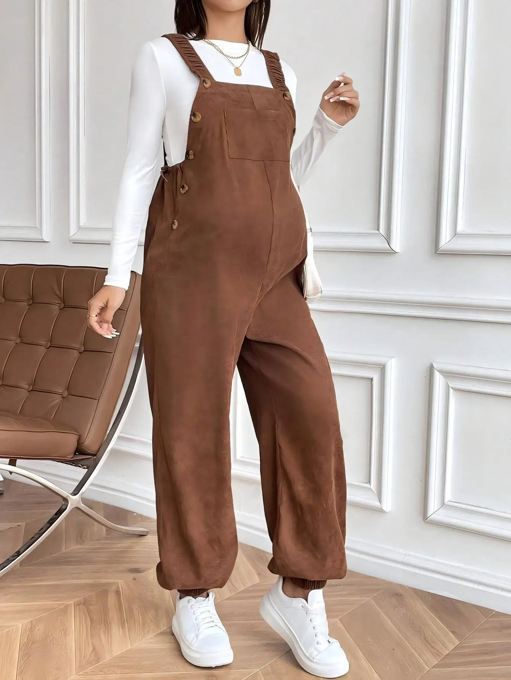 Maternity Clothes for Pregnant Women Pregnancy Clothing 2025 Autumn Winter Adjustable Waist Fashionable Loose Corduroy Overalls