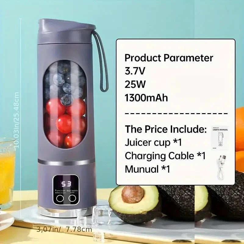 Handheld juicer, portable blender, USB charging juice maker, suitable for making smoothies, milkshakes, and fruit juices