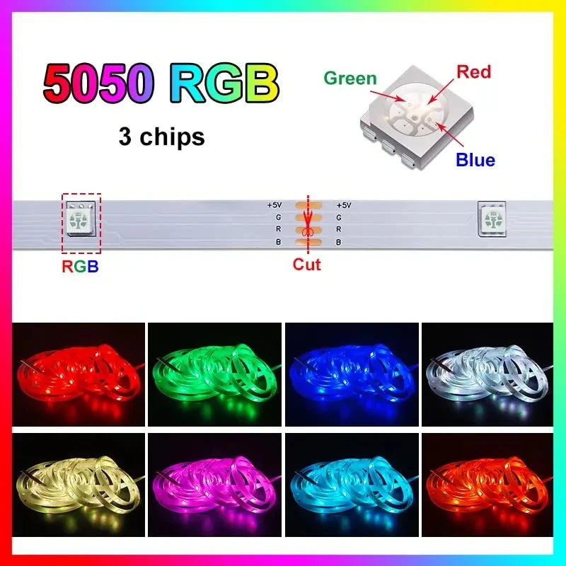 Smart LED Strip Light Supports App and Remote Control Features RGB Color-changing Can Sync with Music for Rooms Parties Decora