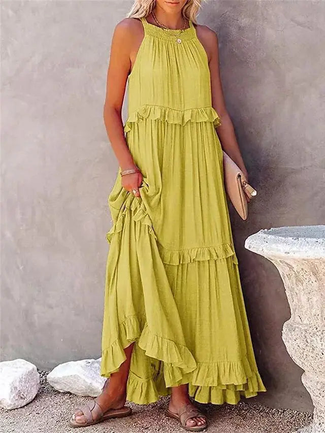 Women's Lotus Leaf Edge Dress — Elegant Flowy Summer Dress