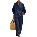 Coordinated Women Clothing Breathable Summer Outfit Women’s Batwing Sleeve Linen Two-piece Set Shirt Wide Leg Pants Outfit