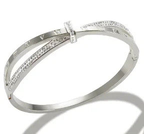 Stainless Steel Crystal Bracelet Bangle — Elegant 3-Crystal Women's Jewellery
