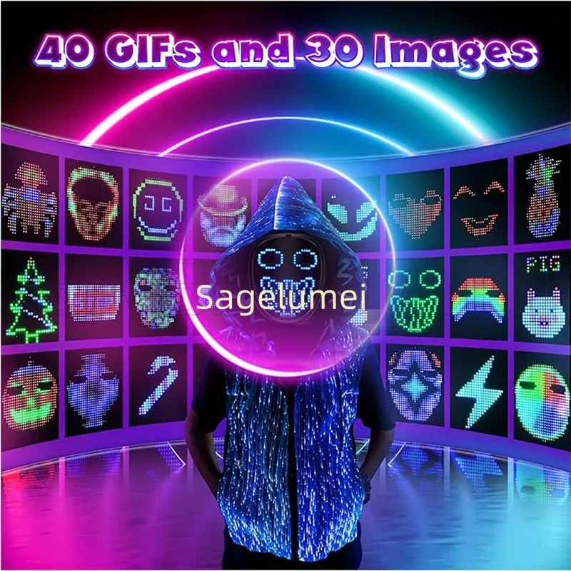 LED Mask with Gesture Sensing for Halloween Party Festival Performance Kids Luminous Mask NEW Children Electronic Light up Mask