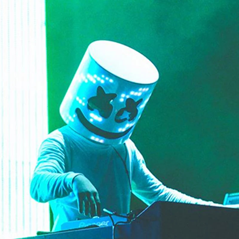 LED DJ Mask Headgear Lifelike Marshmello Mask Breathable Helmet Mask Carnival Festival Halloween Party Props Cosplay.Costume
