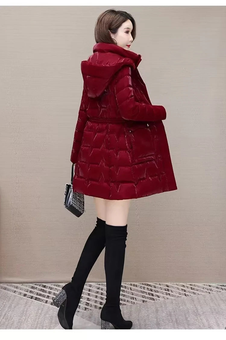 Women's Hooded Down Cotton Parka Coat — Thickened Warm Winter Overcoat