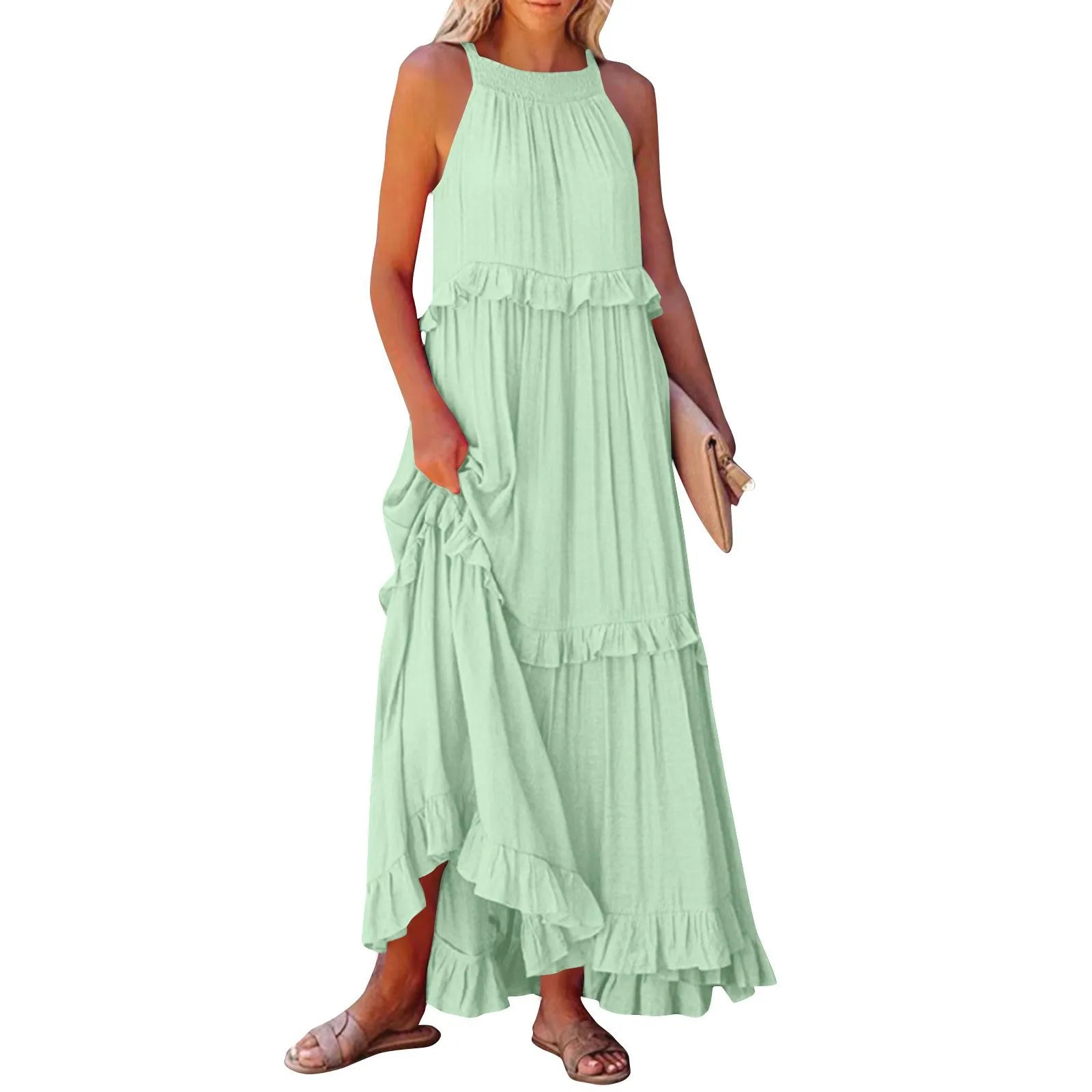 Women's Lotus Leaf Edge Dress — Elegant Flowy Summer Dress