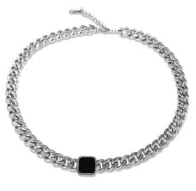Women's Square Pendant Necklace — Delicate Stainless Steel Chain