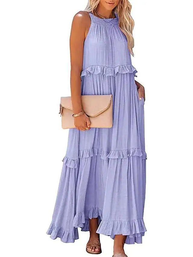 Women's Lotus Leaf Edge Dress — Elegant Flowy Summer Dress