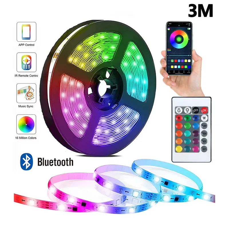 Smart LED Strip Light Supports App and Remote Control Features RGB Color-changing Can Sync with Music for Rooms Parties Decora