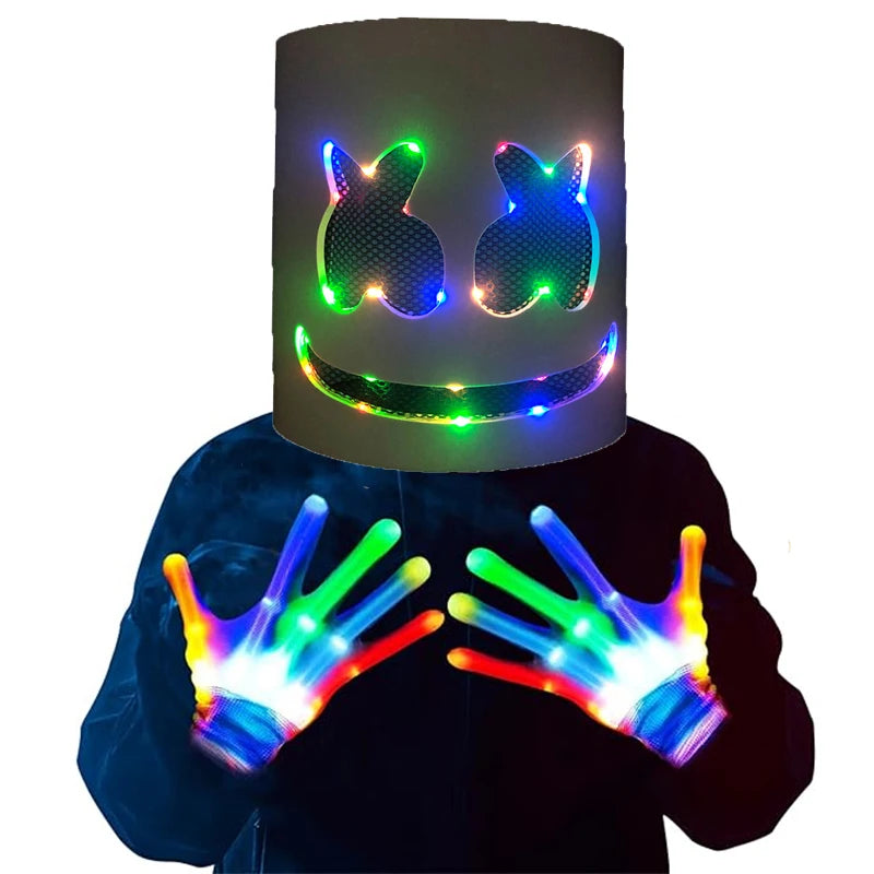 LED DJ Mask Headgear Lifelike Marshmello Mask Breathable Helmet Mask Carnival Festival Halloween Party Props Cosplay.Costume