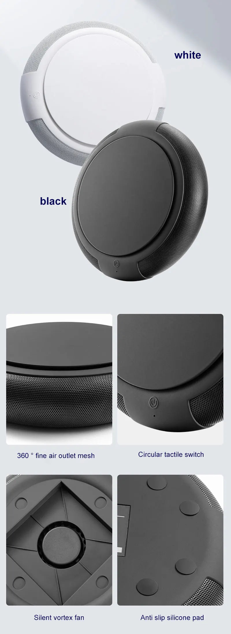H12 HEPA Air Purifier PM2.5 Smoke aromath Air Fresher Usb Air Circulator Electric Vehicle Aromatherapy Accessories Black White