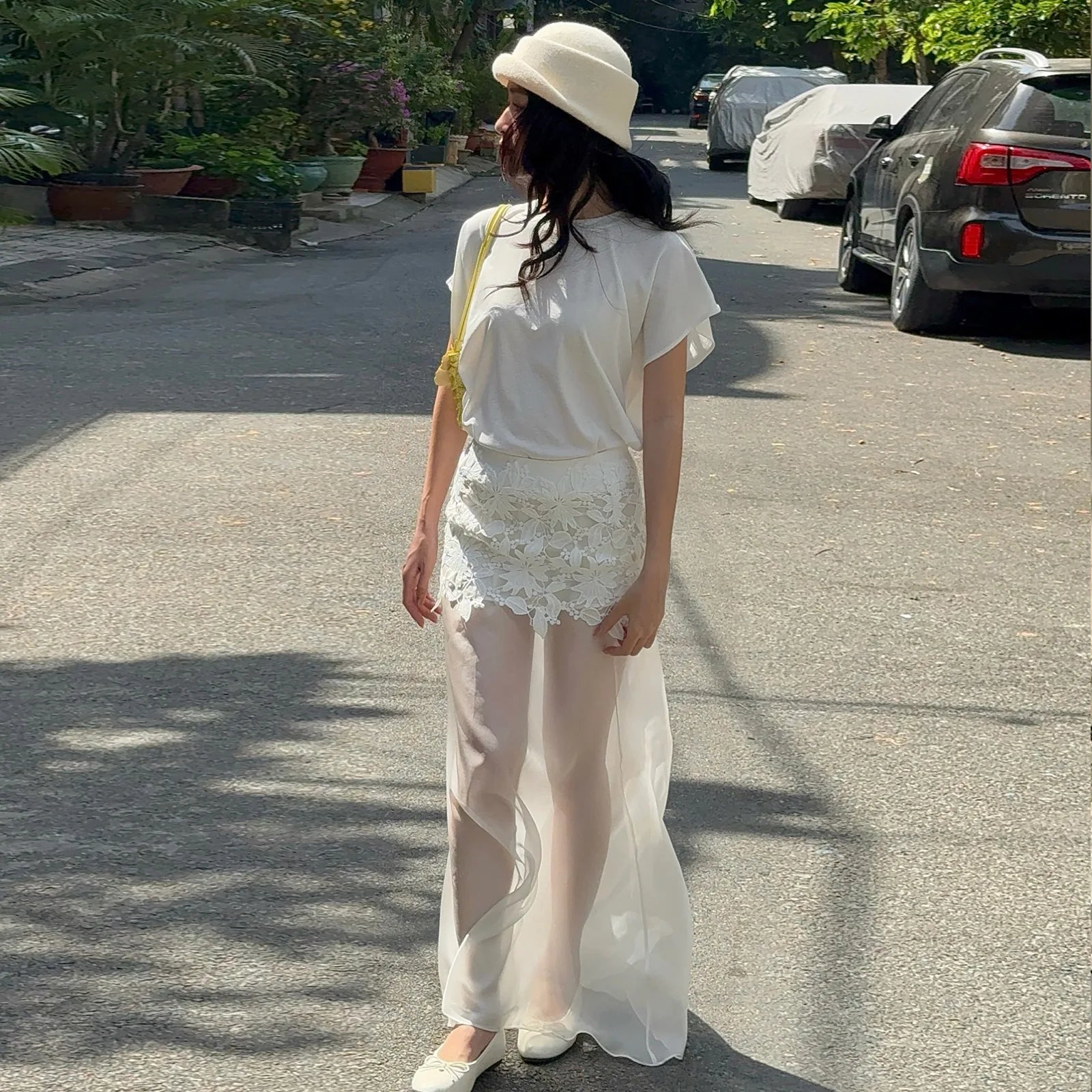 Women's Clothing  Spring New Fashion Temperament Sexy Slim Fit Versatile High Waist Perspective Skirt Long Dress