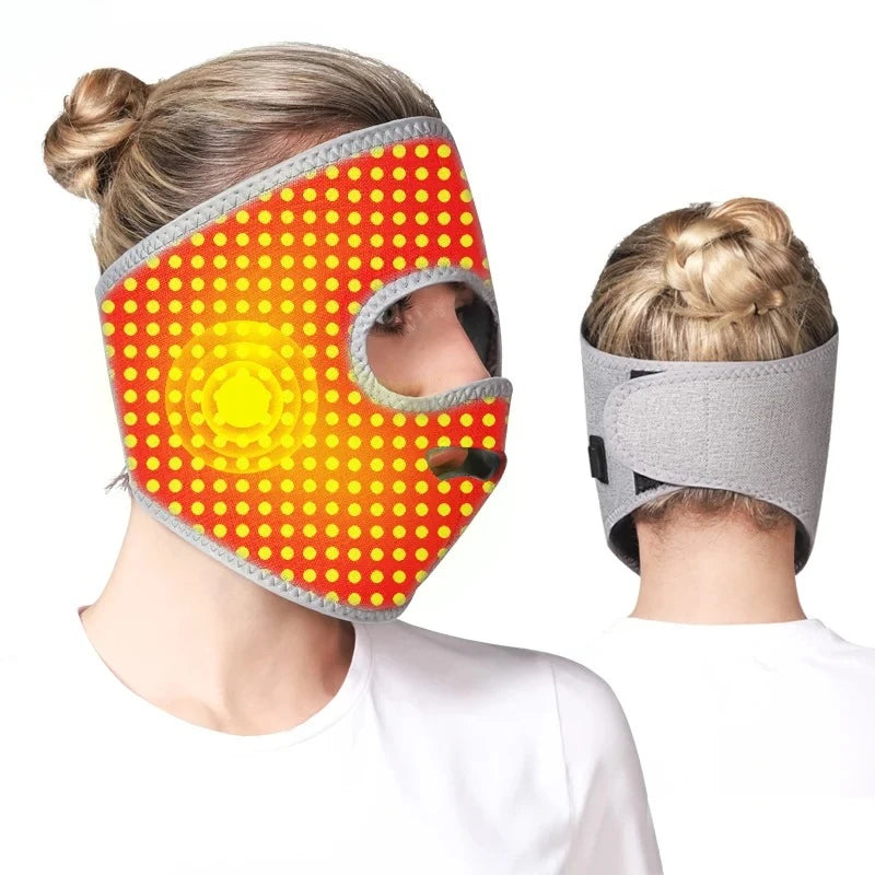 Electric Heating Massage Red Light Therapy Face Mask Massage for Facial Nerve Paralysis Rehabilitation Improve Blood Circulation