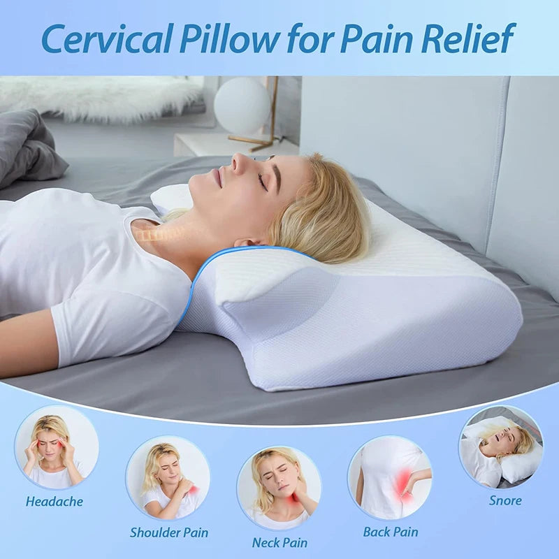 Memory Foam Cervical Pillow — 2-in-1 Ergonomic Neck Support Pillow