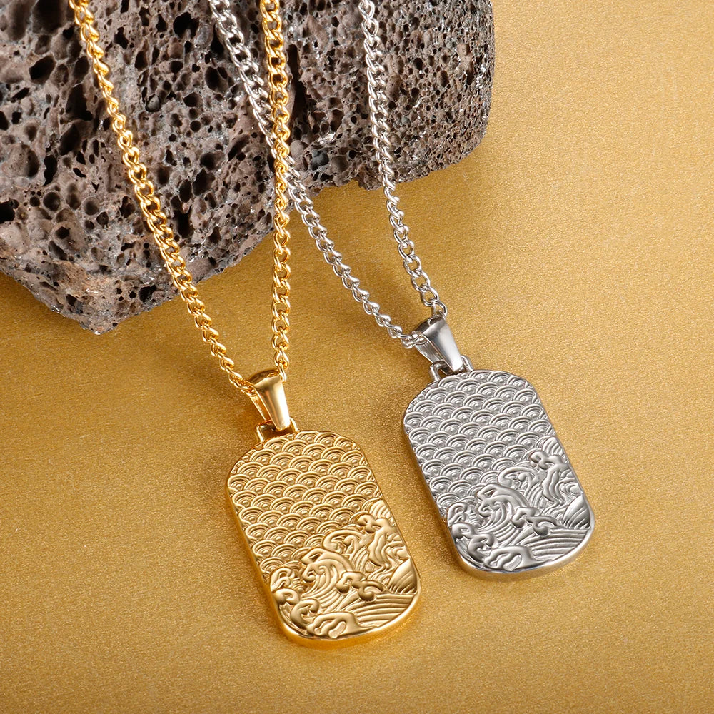 Women's Square Pendant Necklace — Delicate Stainless Steel Chain